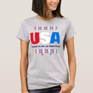 USA Patriotiska 50 Stjärnor Röd Vit Blå T Shirt