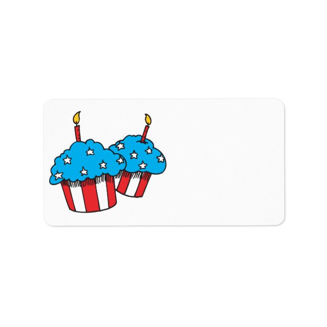 USA patriotiska cupcakes Adressetikett (Framsidan)