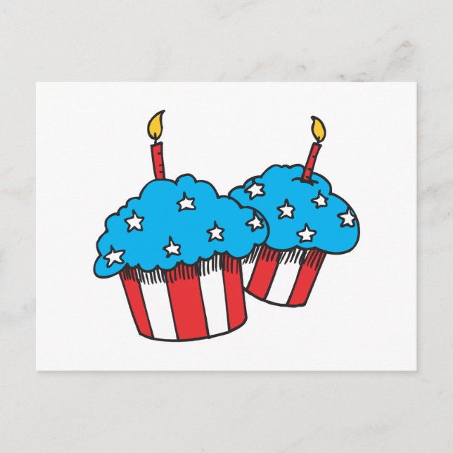USA patriotiska cupcakes Vykort (Framsida)