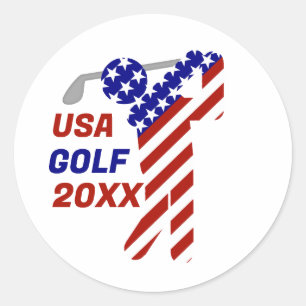USA Patriotiska HERRGOLF Runt Klistermärke