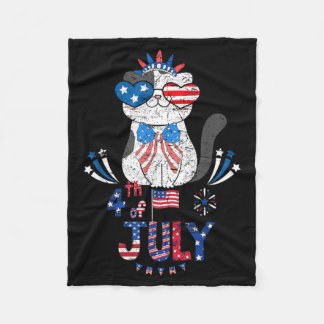 USA Patriotiska Självständighetsdagen 4:e Juli Kat Fleecefilt