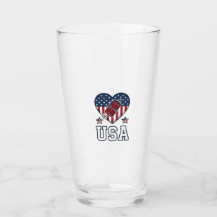 USA Patriotiskt fyrverkeri Hjärtat Vintage Vector  Glaskopp