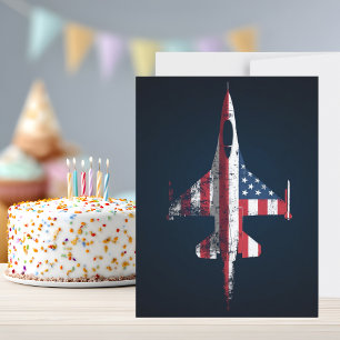 USA Patriotiskt Jetfighter Flygplan Födelsedag Vykort