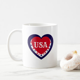 USA Patriotiskt Rött Vitt Blått Hjärta Festlig Jul Kaffemugg