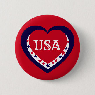 USA Patriotiskt Rött Vitt Blått Hjärta Festlig Jul Knapp