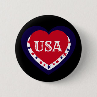 USA Patriotiskt Rött Vitt Blått Hjärta Festlig Jul Knapp