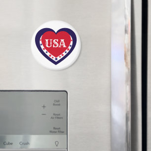 USA Patriotiskt Rött Vitt Blått Hjärta Festlig Jul Magnet