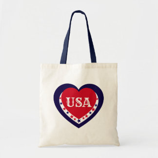 USA Patriotiskt Rött Vitt Blått Hjärta Festlig Jul Tygkasse