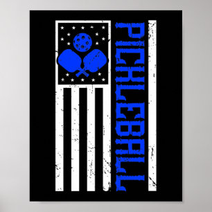 USA Pickleball American Flagga Poster