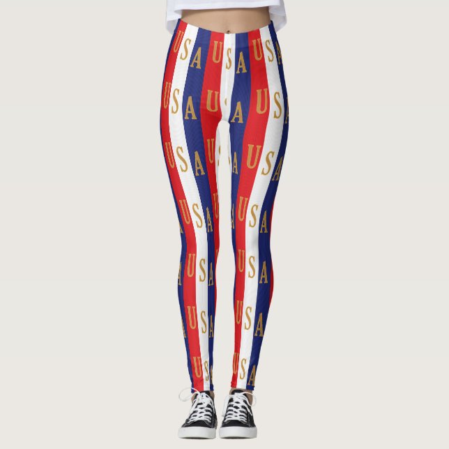 USA Pinstripe Dekor Leggings (Framsida)