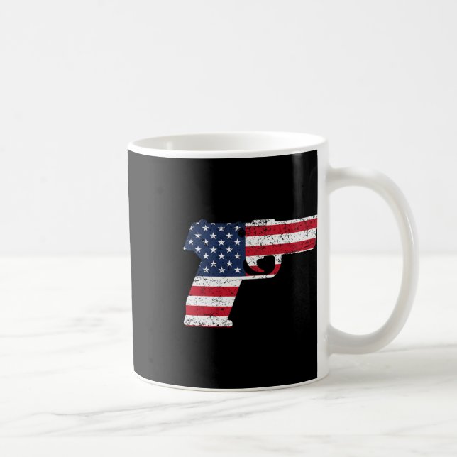 Usa Pistol American Gun Flagga 4 juli Kaffemugg (Höger)