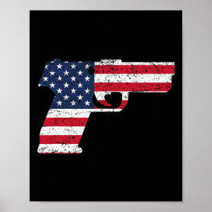 Usa Pistol American Gun Flagga 4 juli Poster