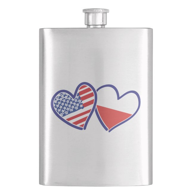 USA Polen Flagga Hearts Fickplunta (Framsidan)