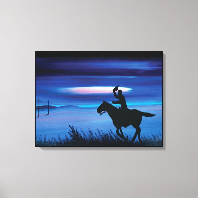 USA Pony Express 🐎 Cowboy Rider Painting Canvastryck (Framsida)