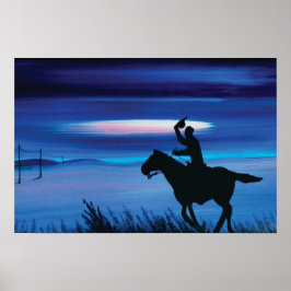 USA Pony Express 🐎 Cowboy Rider Painting Poster