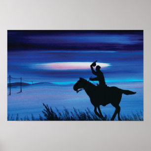 USA Pony Express 🐎 Cowboy Rider Painting Poster