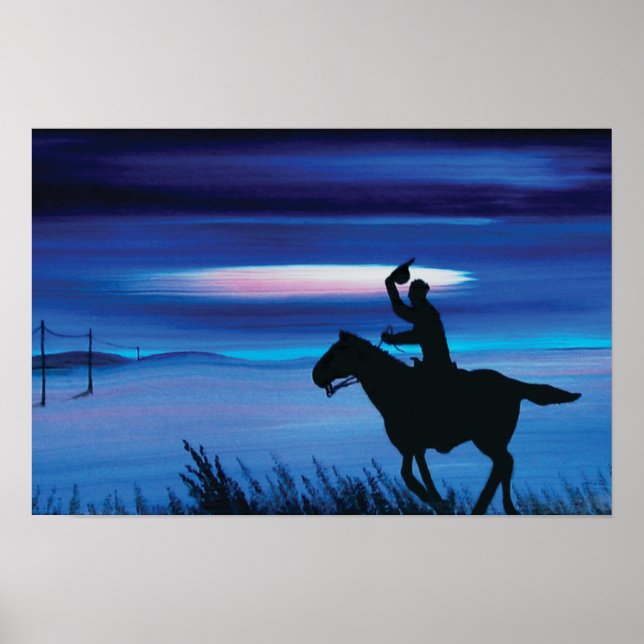 USA Pony Express 🐎 Cowboy Rider Painting Poster (Framsidan)