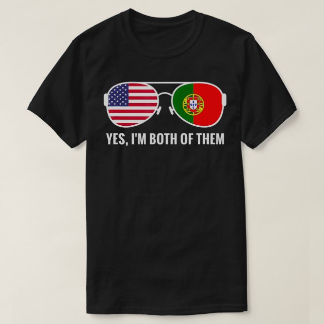 USA Portugal Flagga Sunglass Portugisiska amerikan T Shirt (Design framsida)