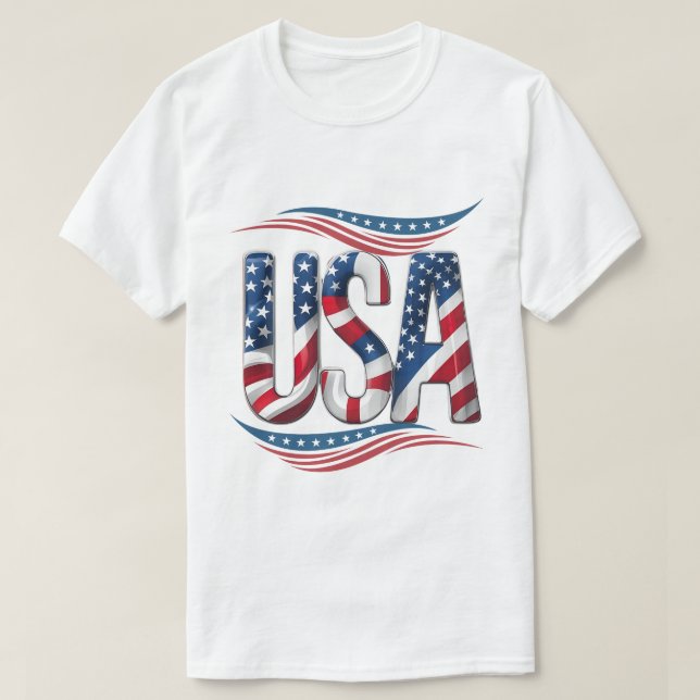 USA Pride Bold Brev Art - Flagga Inside Edition T Shirt (Design framsida)