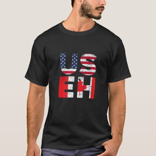 USA Pride US Flagga Day USEH Canadian Premium T Shirt (Framsida)