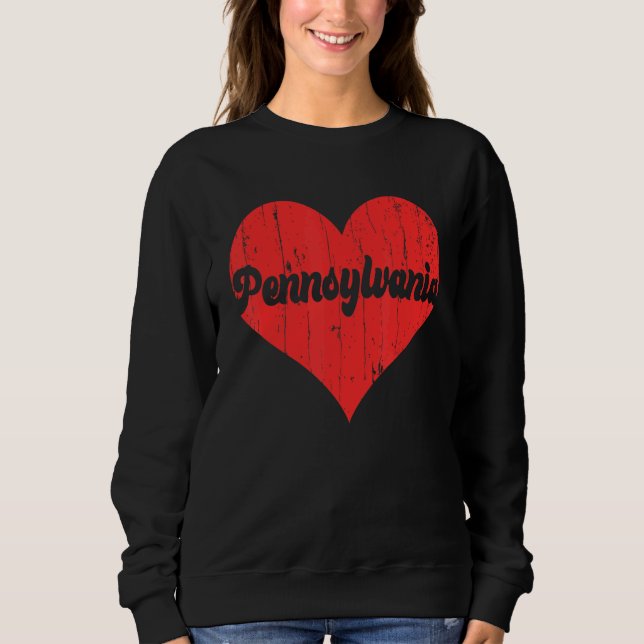 USA Proud America State Flag Heart Love Pennsylvan T Shirt (Framsida)