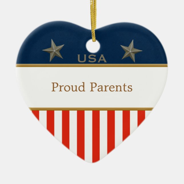 USA Proud Parotic Heart Ram Julgransprydnad Keramik (Framsidan)