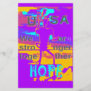 USA Psychedelic Hope: Neon Unity Art Brevpapper