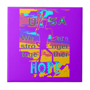 USA Psychedelic Hope: Neon Unity Art Kakelplatta