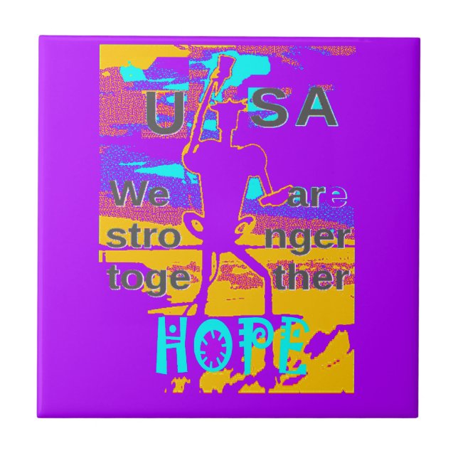 USA Psychedelic Hope: Neon Unity Art Kakelplatta (Framsidan)