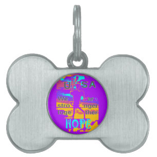 USA Psychedelic Hope: Neon Unity Art Namnbricka Husdjur
