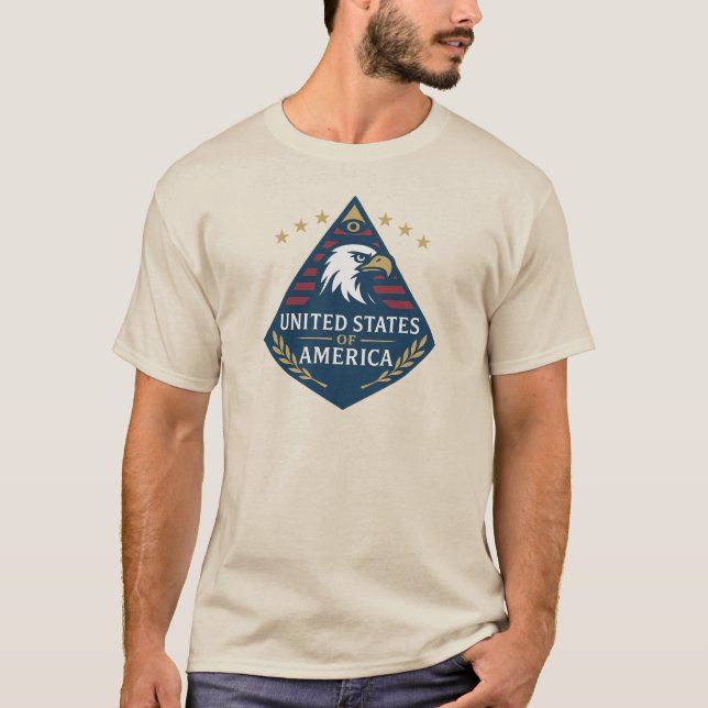 USA Pyramid Eagle Emblem T Shirt (Framsida)