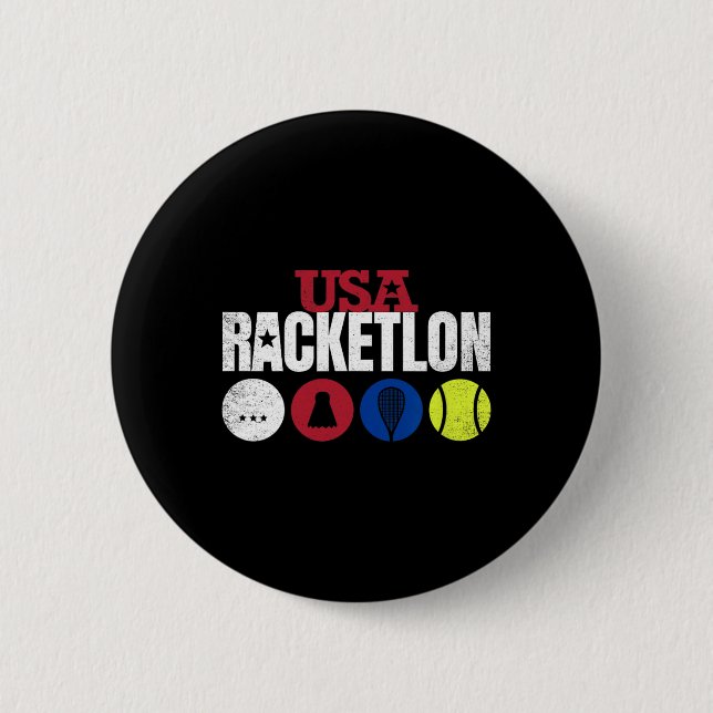 Usa Racketlon - Bord Tennis Badminton Squash Tenn Knapp (Framsida)
