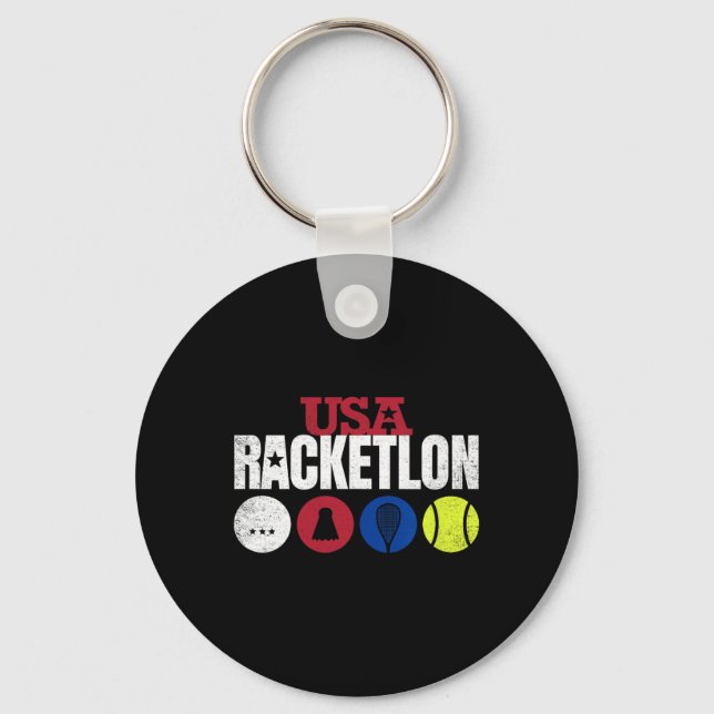 Usa Racketlon - Bord Tennis Badminton Squash Tenn Nyckelring (Framsida)