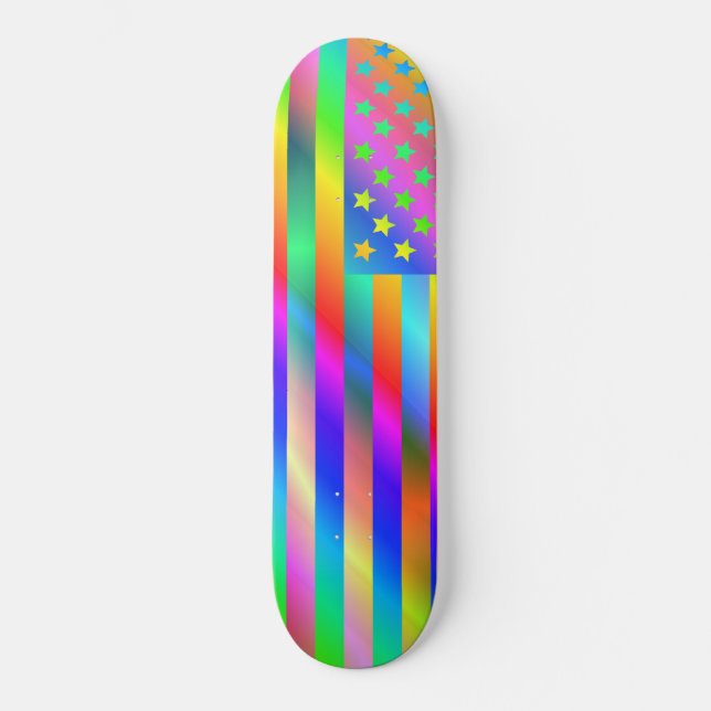 USA Rainbow Flagga Mini Skateboard Bräda 18,5 Cm (Framsida)