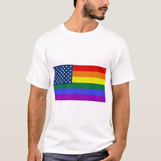 USA Rainbow Pride T Shirt (Framsida)