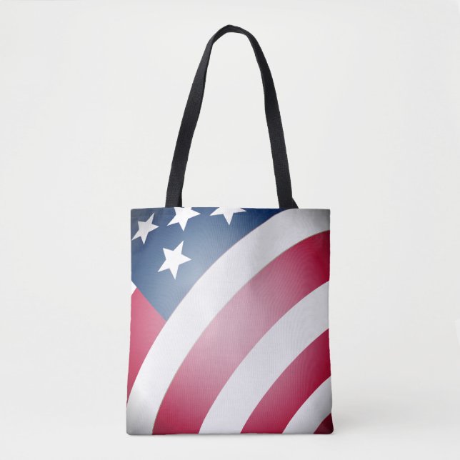 USA Red and White Rand, Stars on Blue Flagga Art Tygkasse (Framsida)