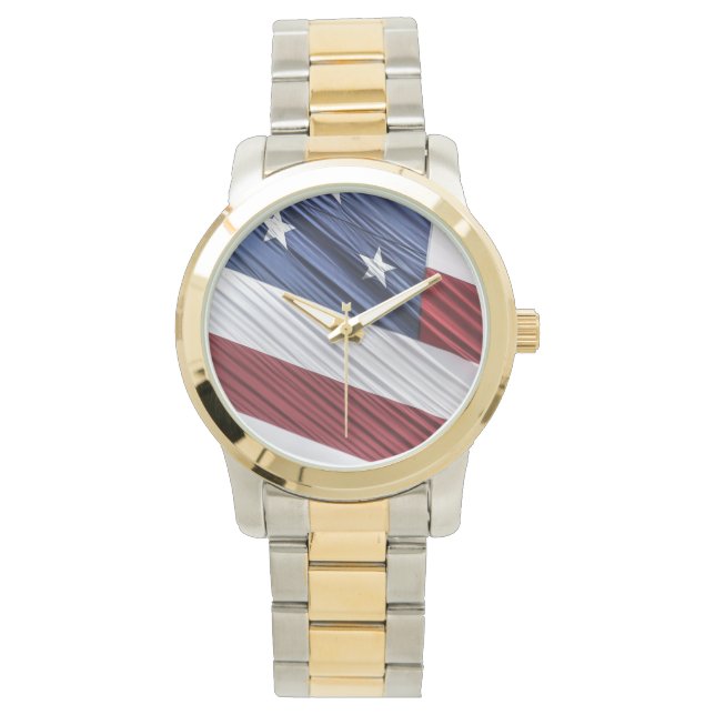 USA Red, White and Blue American Patriotic Flagga Armbandsur (Framsida)