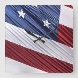 USA Red, White and Blue American Patriotic Flagga Fyrkantig Klocka