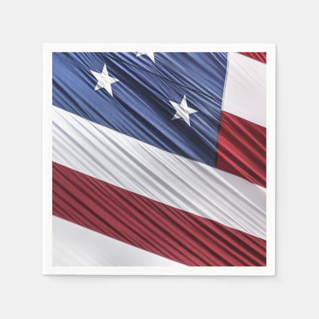 USA Red, White and Blue American Patriotic Flagga Pappersservett (Framsidan)