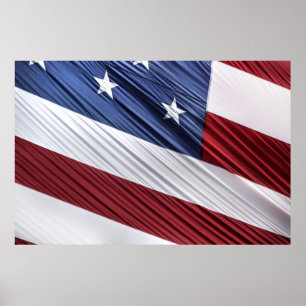 USA Red, White and Blue American Patriotic Flagga Poster
