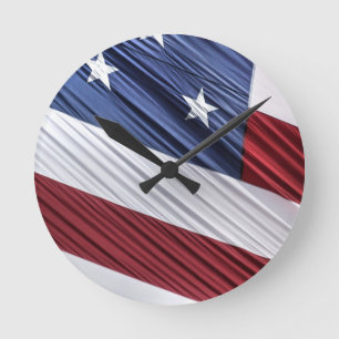 USA Red, White and Blue American Patriotic Flagga Rund Klocka