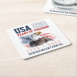 USA Red White and Blue America's 250th Anniversary Underlägg Papper Kvadrat
