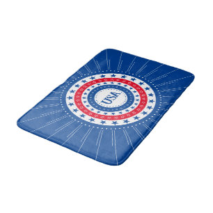 USA Red, White, Blue Stars Initialer eller Monogra Badrumsmatta
