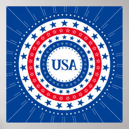 USA Red, White, Blue Stars Initialer eller Monogra Poster
