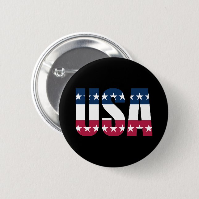 USA Red White och Blue med Stars Knapp (Framsida & baksida)