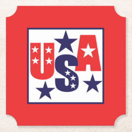 USA Red, White och Blue med stjärnor Underlägg Papper