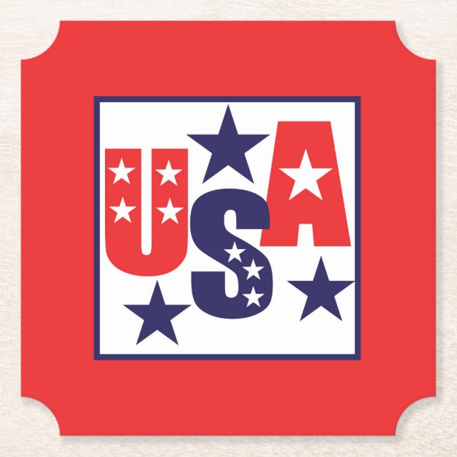 USA Red, White och Blue med stjärnor Underlägg Papper (Framsida)
