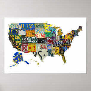 USA registreringsskyltar - alla stater Poster