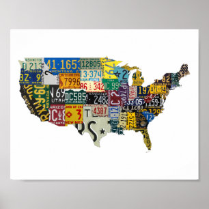 USA registreringsskyltar Poster