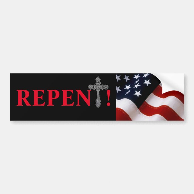 USA REPENT BUMPER STICKER BILDEKAL (Framsidan)